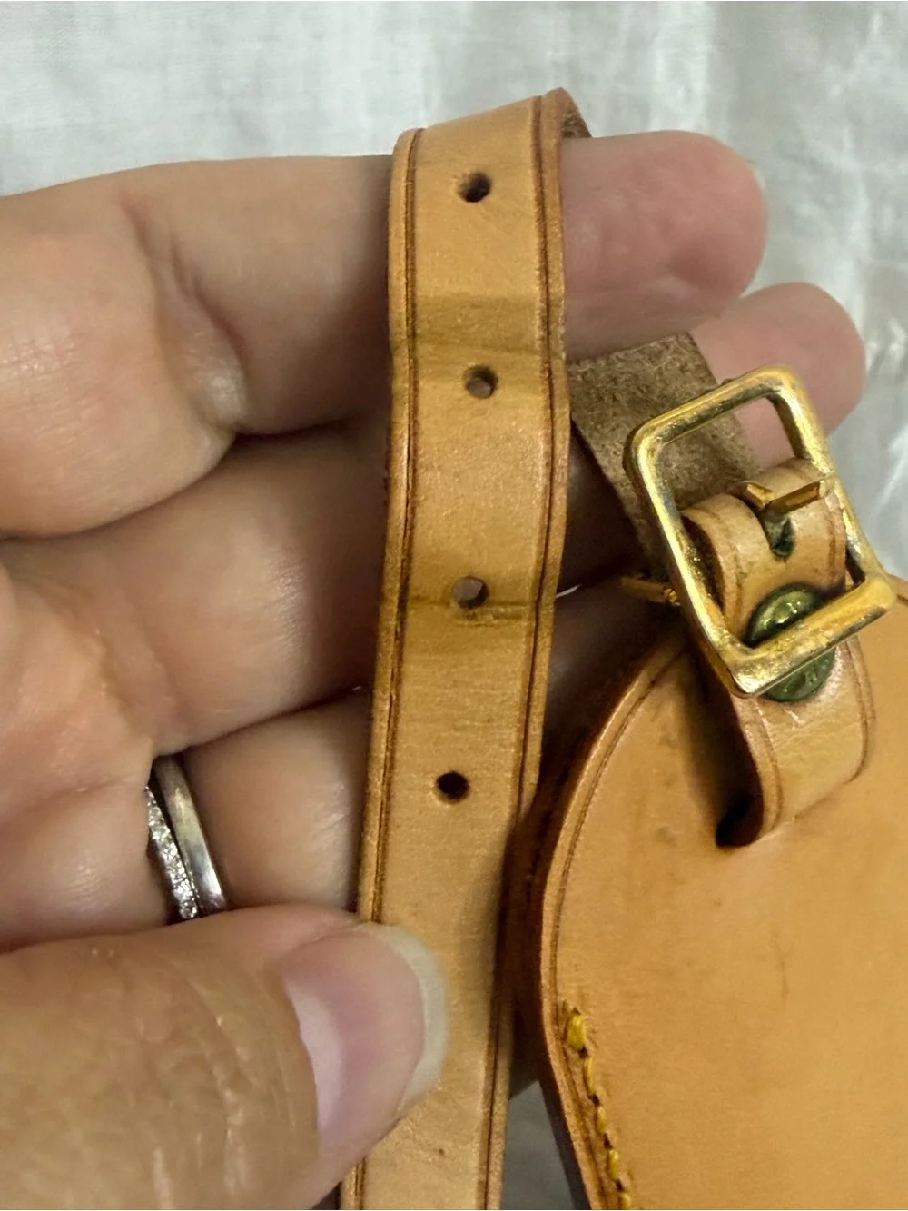 Louis Vuitton Tan Leather Luggage Tag with Gold Hardware